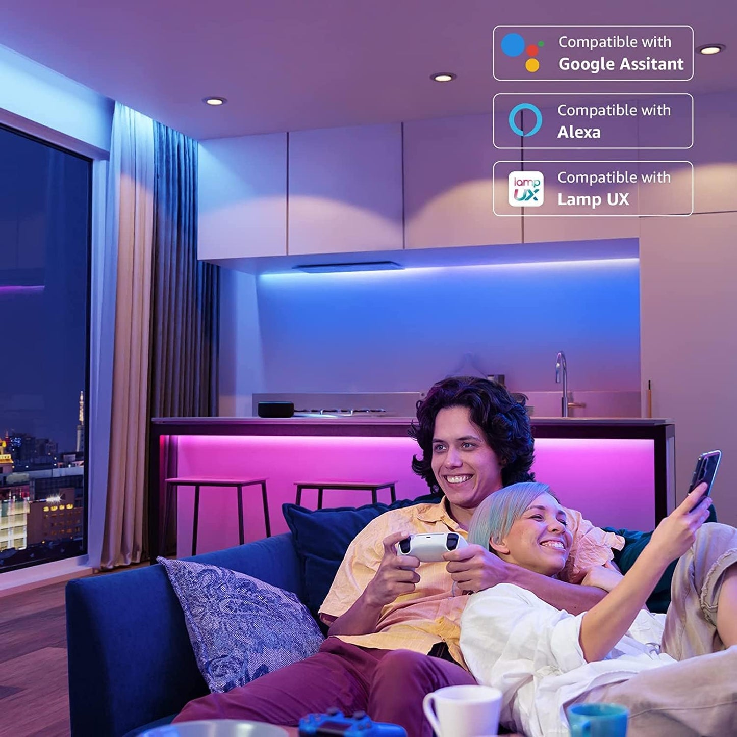 LE Smart LED Strip 10M, 2x5M, Musik Sync, RGB 300 LEDs, Wifi LED Streifen, Superhell 5050 Selbstklebend Lichtband Wlan, Lichterkette mit Fernbedienung, Kompatibel mit Alexa, App, Google Home