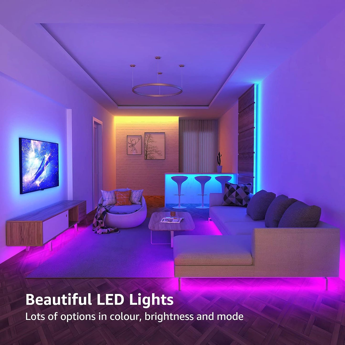 LE LED Strip 20M(2x10M), RGB LED Streifen Band, 5050 SMD 600 LEDs Stripes für Weihnachten, 12V Selbstklebend Lichtband mit Fernbedienung, Flexibel LED Leiste, Lichterkette für Haus, Party, Bar, TV