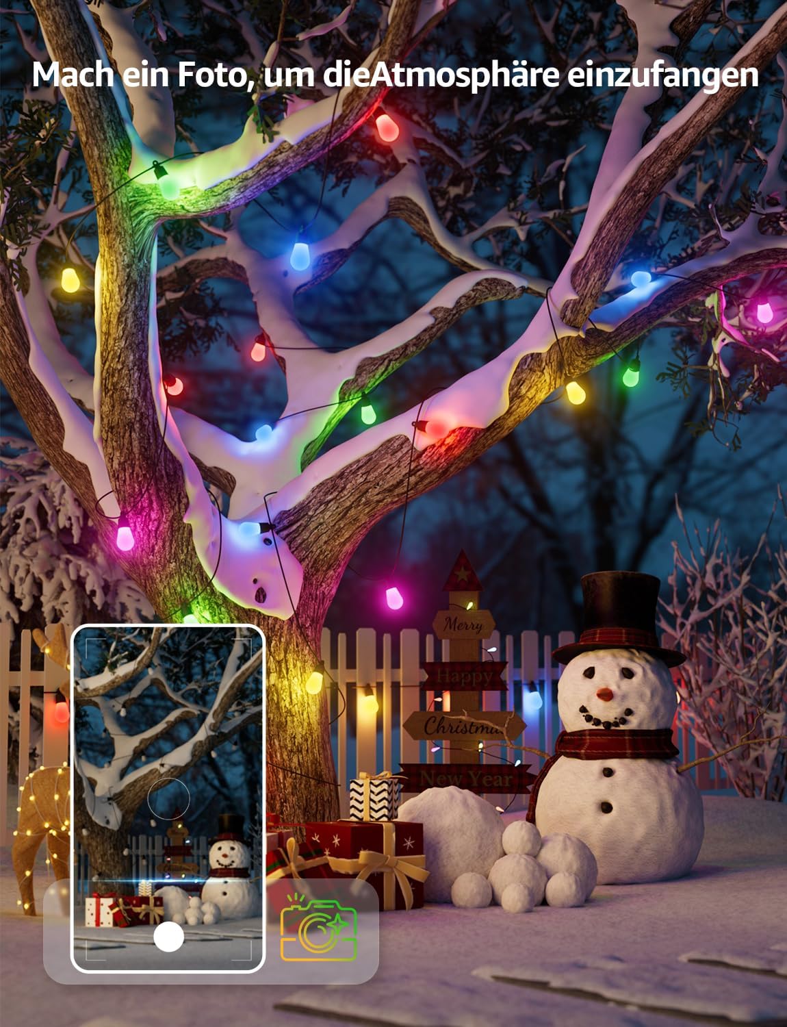 Lepro ZB1 AI LED Lichterkette Außen 30m, RGB+Warmweiß Smarte LED S14 WLAN Glühbirnen,App-Steuerung,Funktioniert mit Alexa&Google,IP65,Personalisierter KI-Lichtdesigner,ohne Fernbedienung, 30 LEDs
