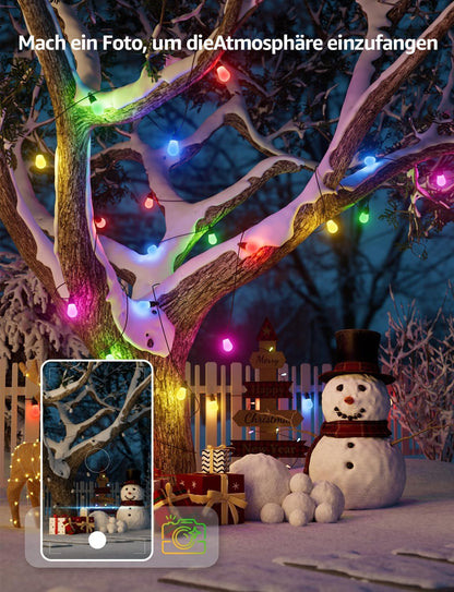 Lepro ZB1 AI LED Lichterkette Außen 30m, RGB+Warmweiß Smarte LED S14 WLAN Glühbirnen,App-Steuerung,Funktioniert mit Alexa&Google,IP65,Personalisierter KI-Lichtdesigner,ohne Fernbedienung, 30 LEDs