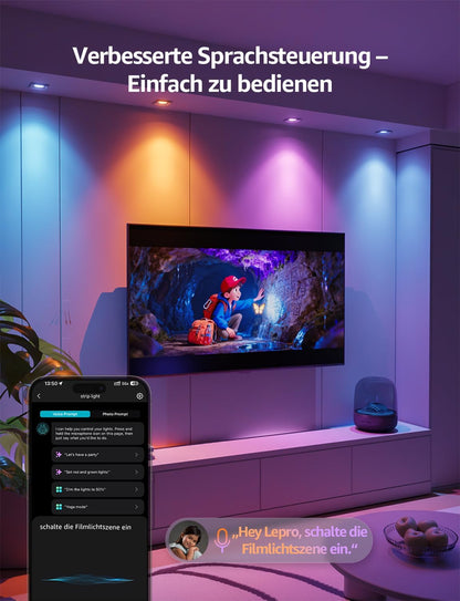 Lepro BG1 Smarte AI GU10 LED Lampe - RGBCW Farbwechsel & Dimmbar, Musik-Sync, Sprachsteuerung WLAN Alexa Gl¨¹hbirne, Kompatibel mit Alexa & Google Assistant, 4er Pack