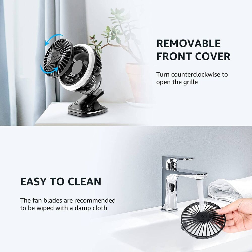 Lepro Camping Ventilator mit Licht, Campinglaterne mit Ventilator, Tragbar USB Ventilator, Zeltventilator mit Aufhängehaken, Wiederaufladbar USB-Ladeeingangslüfter für Outdoor, Camping, Büro, Grill