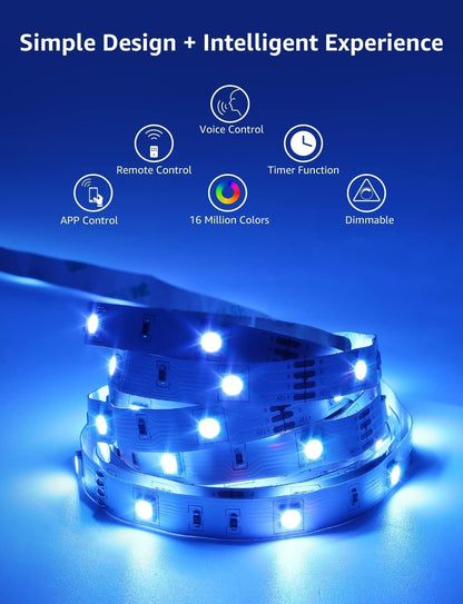 LE LED Strip Alexa 10M, 2x5M, Smart LED Streifen Wifi, RGB 300 LEDs, Wlan LED Band, Superhell 5050 Selbstklebend Lichtband, Lichterkette mit Fernbedienung, Kompatibel mit Alexa, App, Google Home, IP20