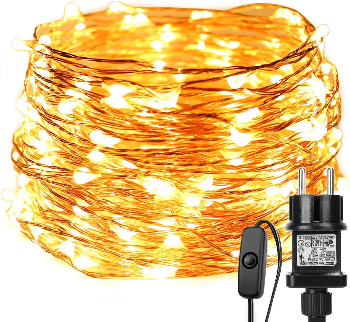 LE 20M LED Lichterkette, Drahtlichterketten 200 LEDs, Wasserdicht IP65, Strombetrieben mit Schalter, ideal f¨¹r Weihnachtsbeleuchtung, Balkon, au?en Deko innen Party usw. Warmwei?