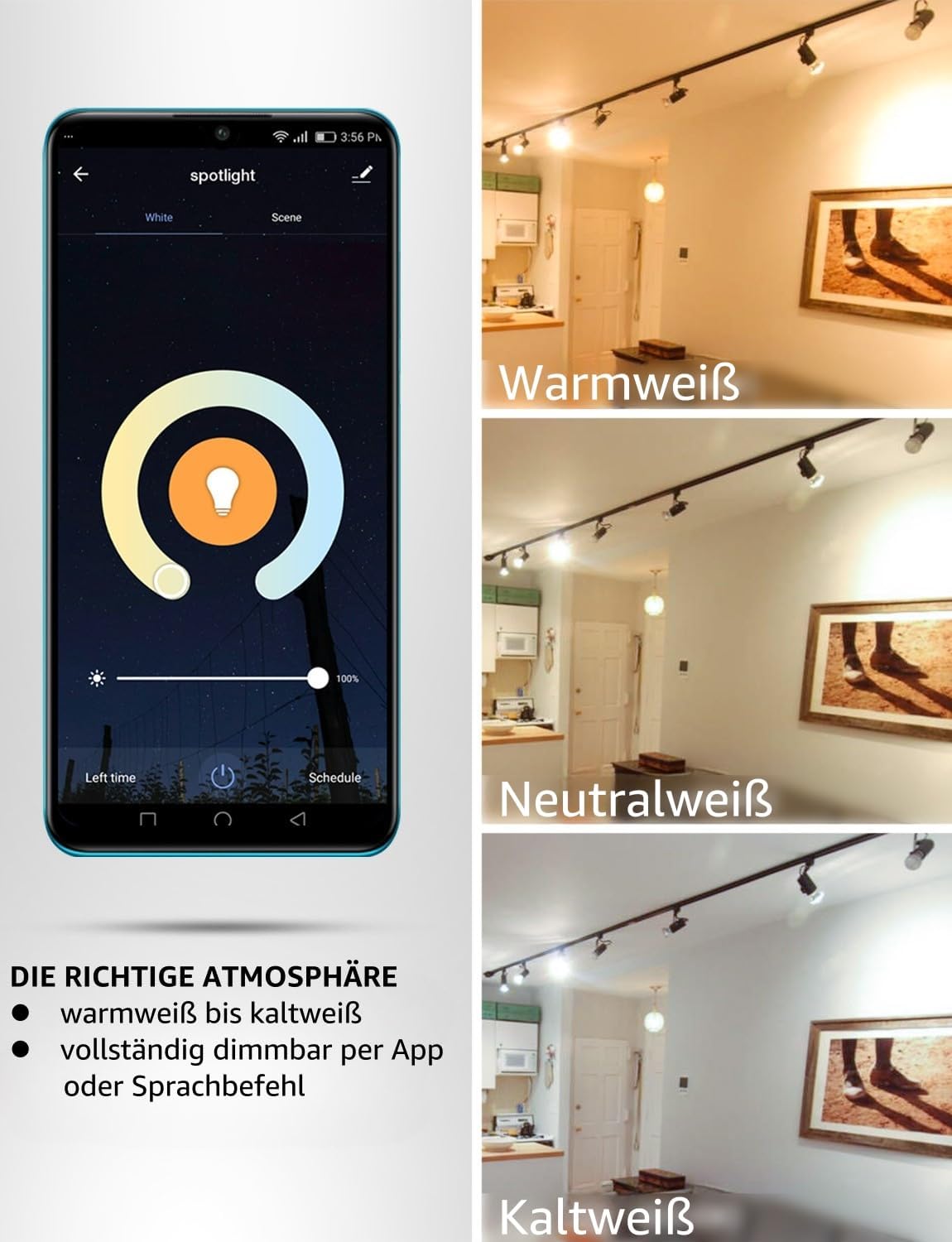 Lepro 4.5W Smart GU10 LED Lampen, Warmweiß und Kaltweiß, Dimmbar LED Leuchtmittel, WLAN LED Birnen, Ersatz für 50W Halogenglühlampe, kompatibel mit Alexa und Google Home, Kein Gateway erforderlich