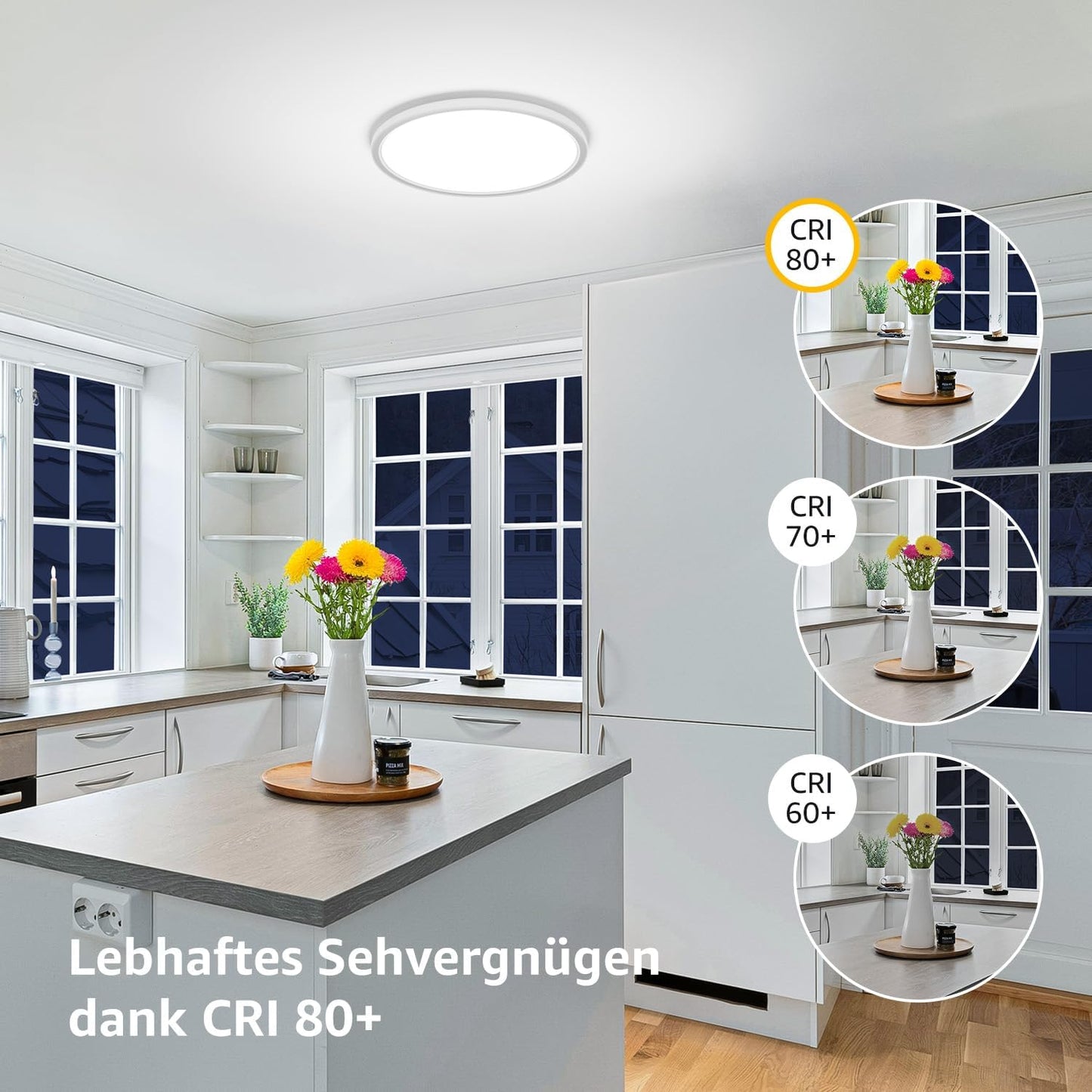 Lepro Deckenlampe 24W, IP44 Wasserfest Deckenleuchte，5000K 2400LM Badezimmer Lampe, Kaltweiß Deckenleuchte Badezimmer, ideal Badezimmerlampe Decke für Bad Schlafzimmer Flur Küche Wohnzimmer, Ø29.3cm