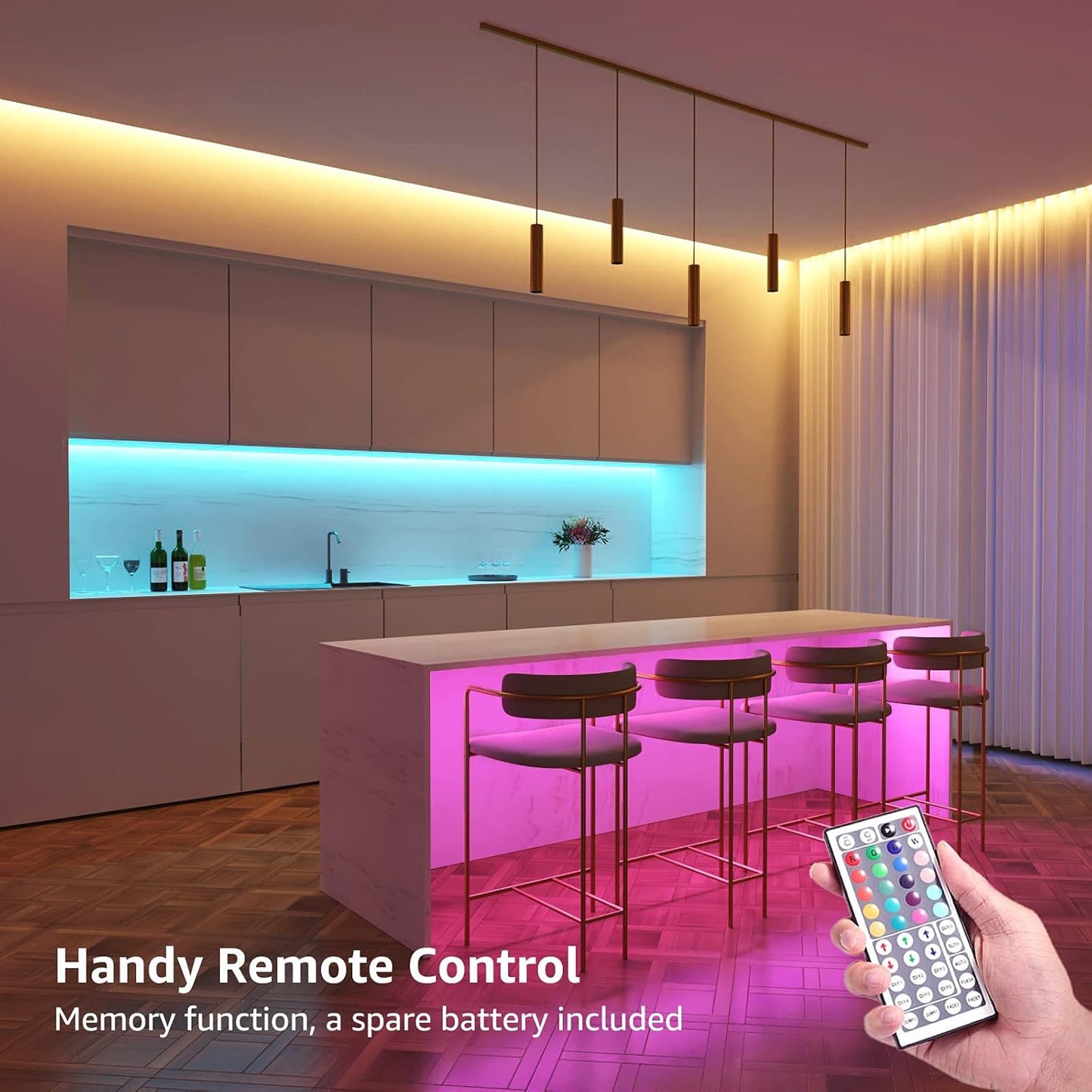 LE 5M RGB LED Strip Set, 5050 SMD LED Streifen, 12V, Selbstklebend LED Strips, Flexibel LED Band, LED Leiste, LED Lichtband IP20, Netzteil und Controller enthalten