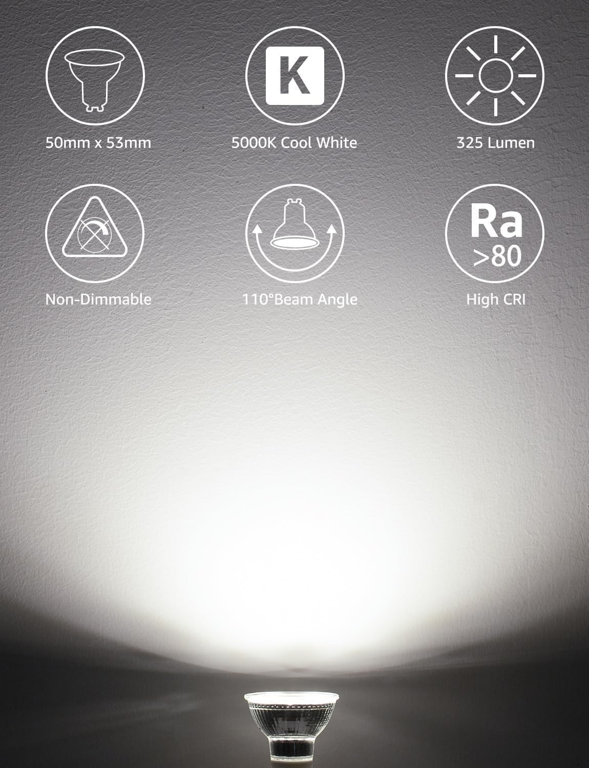 Lepro GU10 LED Lampe, 4W 325 Lumen LED Leuchtmittel, 5000 Kelvin Tageslichtweiß, 110 Grad Abstrahlwinkel Reflektorlampe, 5 Stück