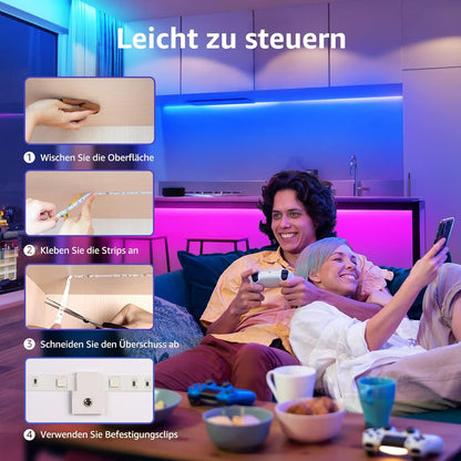 Lepro LED Strip 10M(2x5M), LED Streifen Musik Lichterkette mit Fernbedienung, Band Lichter, RGB Dimmbar Lichtleiste Light, Lichtband Leiste, Bunt Kette für Party Weihnachten Deko