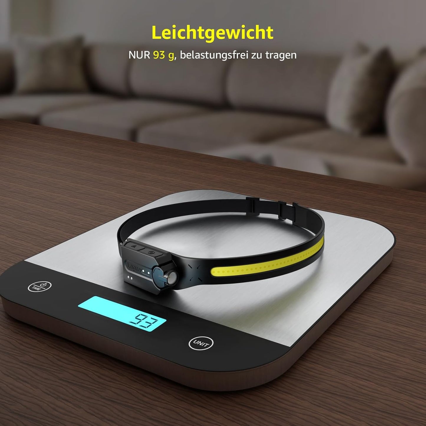 Lepro Stirnlampe Led Wiederaufladbar, Superhell 350 Lumen mit 5 Modi, 230°Weitwinkel Scheinwerfer mit Bewegungsmelder, 1200mAh Kopflampe, IP44 für Wandern Camping Joggen [inkl. USB-C Kabel]