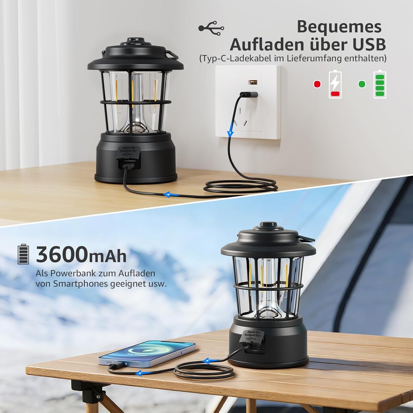 Lepro USB LED Campinglampe£¬Black