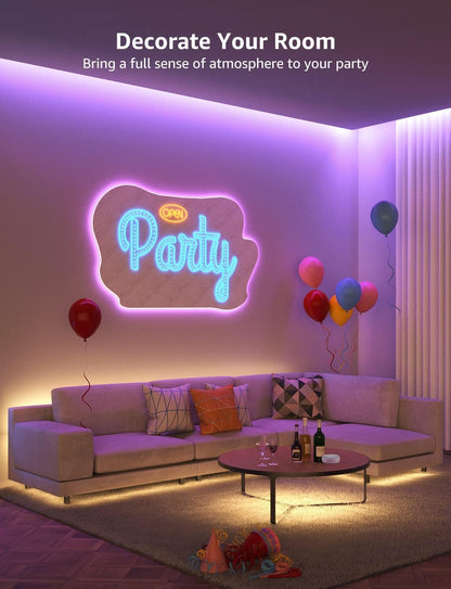 LE LED Strip Alexa 10M, 2x5M, Smart LED Streifen Wifi, RGB 300 LEDs, Wlan LED Band, Superhell 5050 Selbstklebend Lichtband, Lichterkette mit Fernbedienung, Kompatibel mit Alexa, App, Google Home, IP20