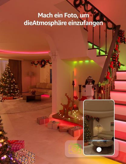 Lepro AI LED Streifen SE1, 10M Smart LED Strip RGB mit App-Sprachbefehle, Musik Sync, Personalisierter KI-Lichtdesigner, kompatibel mit Alexa&Google Assistant, für Party/Zuhause, Keine Fernbedienung