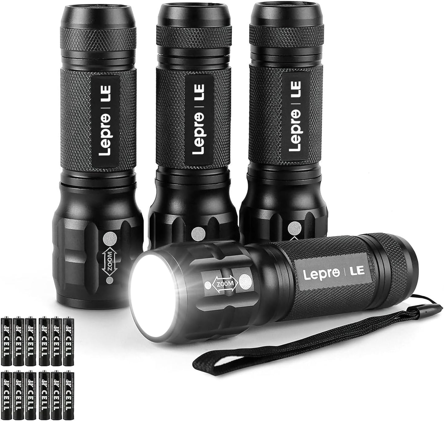 Lighting EVER LE LED Taschenlampe Klein, Extrem Hell & Zoombar Mini Taschenlampen Batteriebetrieben f¨¹r Kinder, Wasserdichte Handlampe f¨¹r Camping, Outdoor, Notf?lle (4er-Pack)