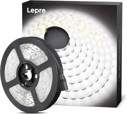 Lepro LED Strip Kaltweiß, 5M LED Streifen 12V Selbstklebend, LED Band mit 300 Stück 2835 LEDs, 6000K 2300 Lumen Weiß Dimmbar Leiste, Kaltweiss DIY Lichtband für Innen Heim Küche Deko,Kein Netzteil