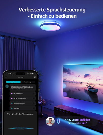 Lepro 24W LED Deckenlampe Dimmbar, LED Deckenleuchte IP54 Wasserfest, 5000K 2100LM Badezimmer Lampe, Rund Badlampe Decke, ideal für Bad Schlafzimmer Flur Küche Wohnzimmer, Kaltweiß, Ø33cm