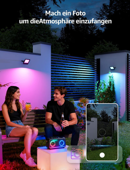 Lepro AI Smart 30W Led Strahler Außen F1, RGB Dimmbar Außenstrahler, Personalisierter KI-Lichtdesigner, Musik Sync/APP Sprachsteuerung, IP65 Wasserdicht Fluter für Garten, Kompatibel mit Alexa/Google