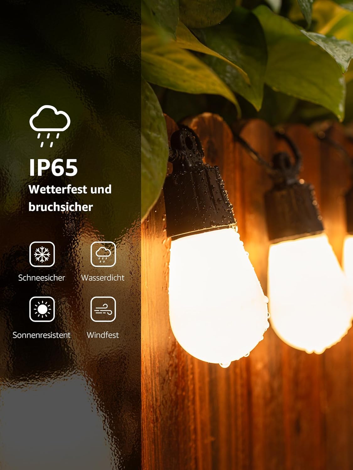 Lepro ZB1 AI LED Lichterkette Außen 15m, RGB+Warmweiß Smarte LED S14 WLAN Glühbirnen,App-Steuerung,Funktioniert mit Alexa&Google,IP65,Personalisierter KI-Lichtdesigner,ohne Fernbedienung, 15 LEDs