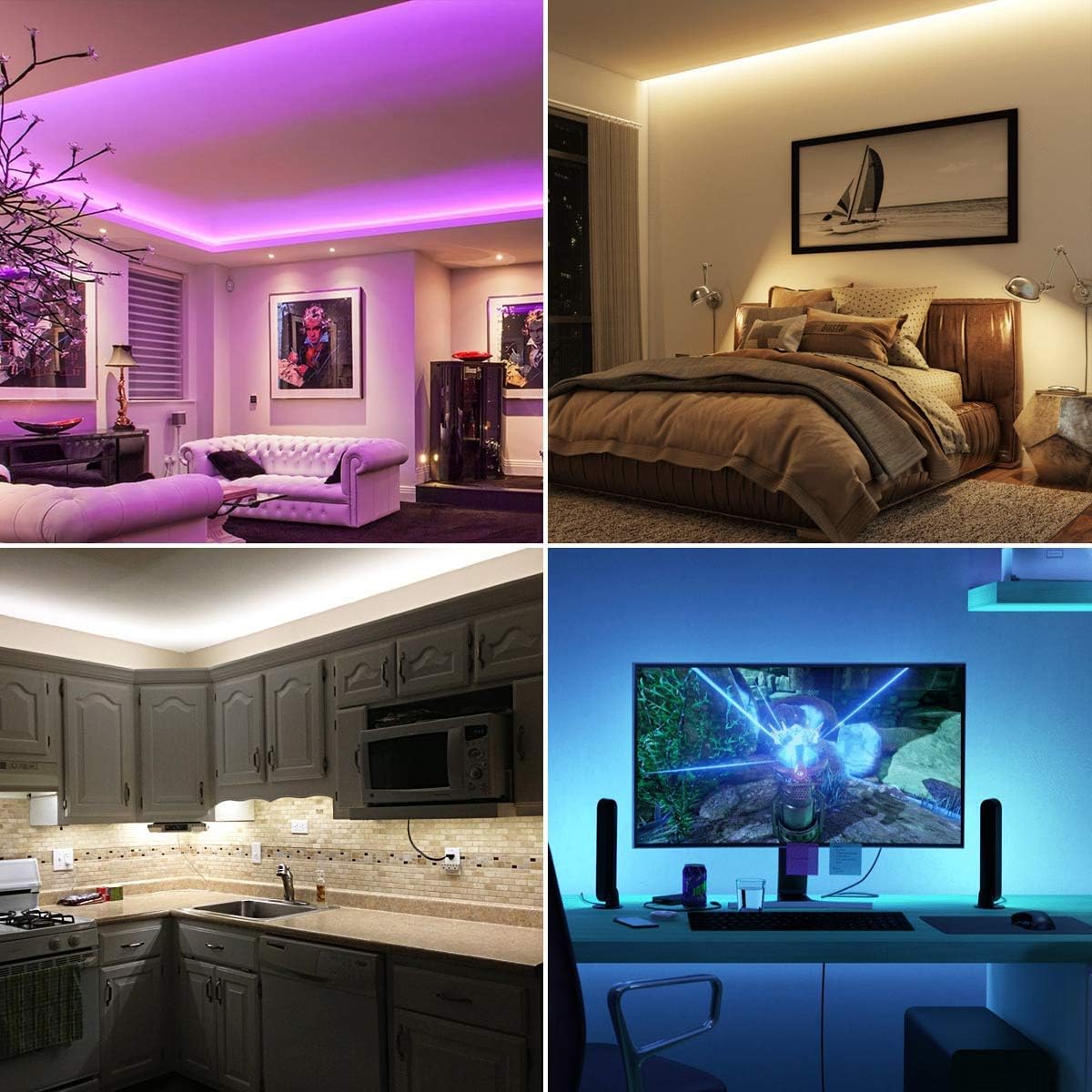 LE Smart LED Strip 5M Musik Sync,RGB 150 LEDs, LED Streifen Wifi, Wlan LED Band, Superhell Selbstklebend Lichtband, nur 2.4GHz Lichterkette mit Fernbedienung, Kompatibel mit Alexa, App, Google Home