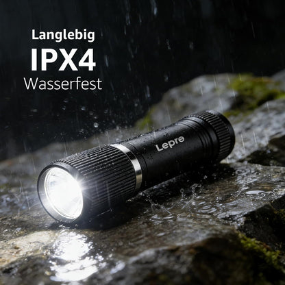 Lepro LED Taschenlampe Klein, Hell Mini Taschenlampe Batteriebetrieben, Robustes Aluminium Geh?use, IPX4 Wasserdicht, Ideal f¨¹r Camping, Notfall, Wandern & Kinder (Inkl. Batterien)