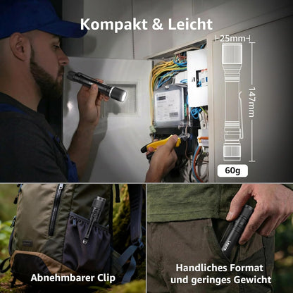 Lepro LED Taschenlampe Klein, Helle Stiftlampe mit Clip, 3 Modi Handlampe, IPX4 Wasserdicht, Robustes Aluminiumgeh?use f¨¹r Camping, Werkstatt, Wandern & Notf?lle, 4x AA Batterien Inklusive (2er-Pack)