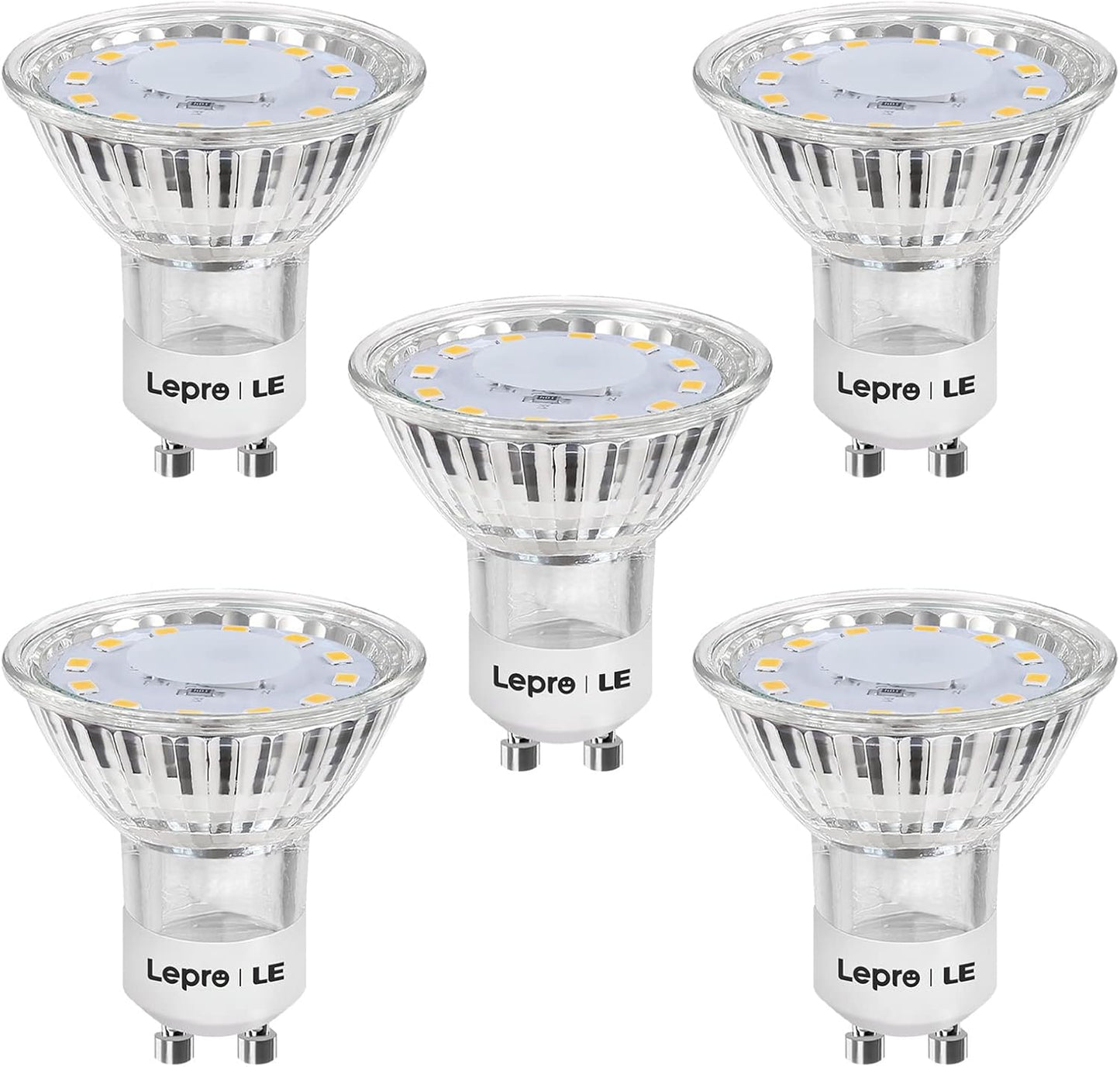 Lepro GU10 LED Lampe, 3W 250 Lumen LED Leuchtmittel, 2700 Kelvin Warmweiß, 100 Grad Abstrahlwinkel, 5er Pack