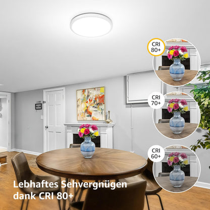 Lepro Deckenlampe 18W, IP44 Wasserfest Deckenleuchte，3000K 1800LM Badezimmer Lampe, Warmweiß Deckenleuchte Badezimmer, ideal Badezimmerlampe Decke für Bad Schlafzimmer Flur Küche Wohnzimmer, Ø22cm