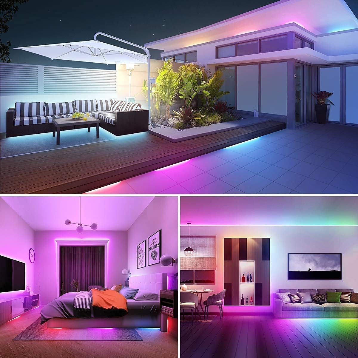 Lepro LED MagicColor Strip15M(2x7.5M), 450 LEDs Streifen Lichterkette, Musik Band mit Fernbedienung, Lichtband Wasserdicht IP65, Dimmbar Lichtleiste für Party, Weihnachten