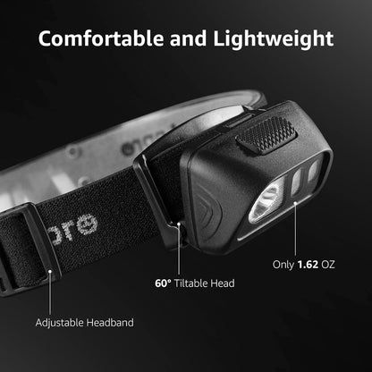 Lepro Stirnlampe, LED Kopflampe 1500 Lux mit Rotlicht & 6 Lichtmodi, IPX4 wasserdichte Mini Batteriebetrieben Stirnlampen für Kinder Erwachsene, Superhell Headlight für Angeln Laufen, 2 Stück