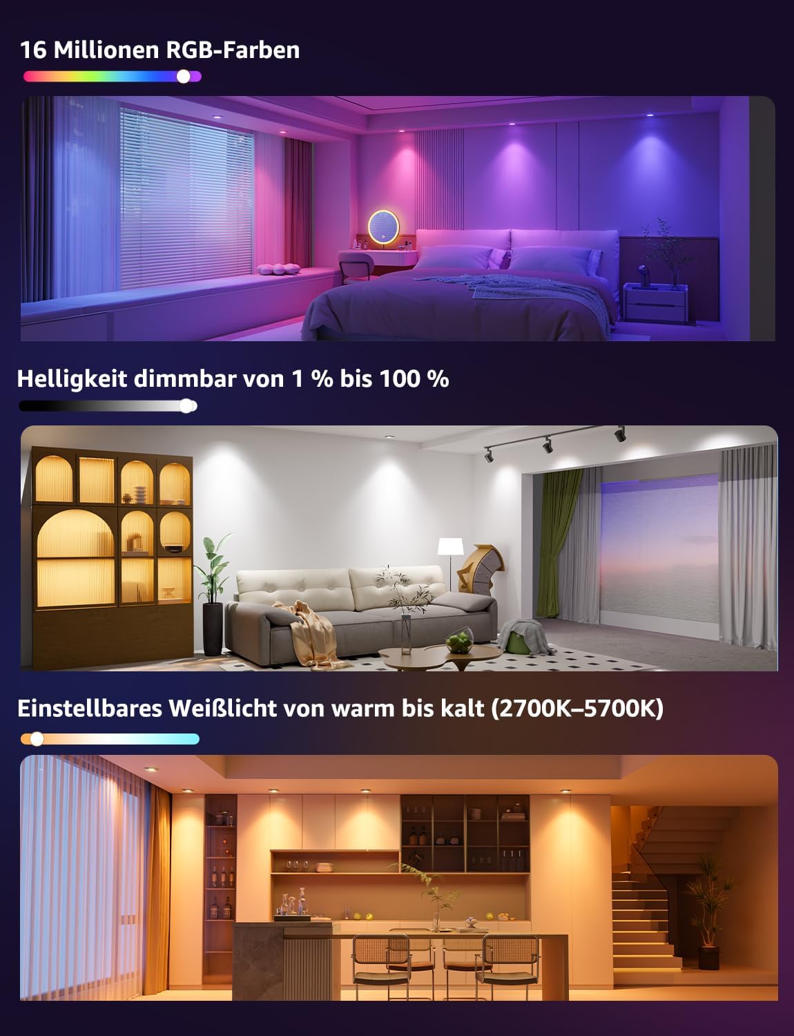 Lepro BG1 Smarte AI GU10 LED Lampe - RGBCW Farbwechsel & Dimmbar, Musik-Sync, Sprachsteuerung WLAN Alexa Gl¨¹hbirne, Kompatibel mit Alexa & Google Assistant, 4er Pack