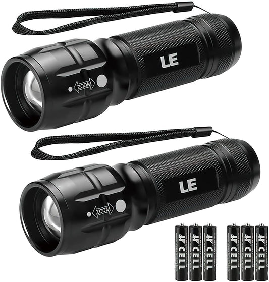Lighting EVER LE LED Taschenlampe Klein, Extrem Hell & Zoombar Mini Taschenlampen Batteriebetrieben für Kinder, Wasserdichte Handlampe für Camping, Outdoor, Notfälle (2er-Pack)