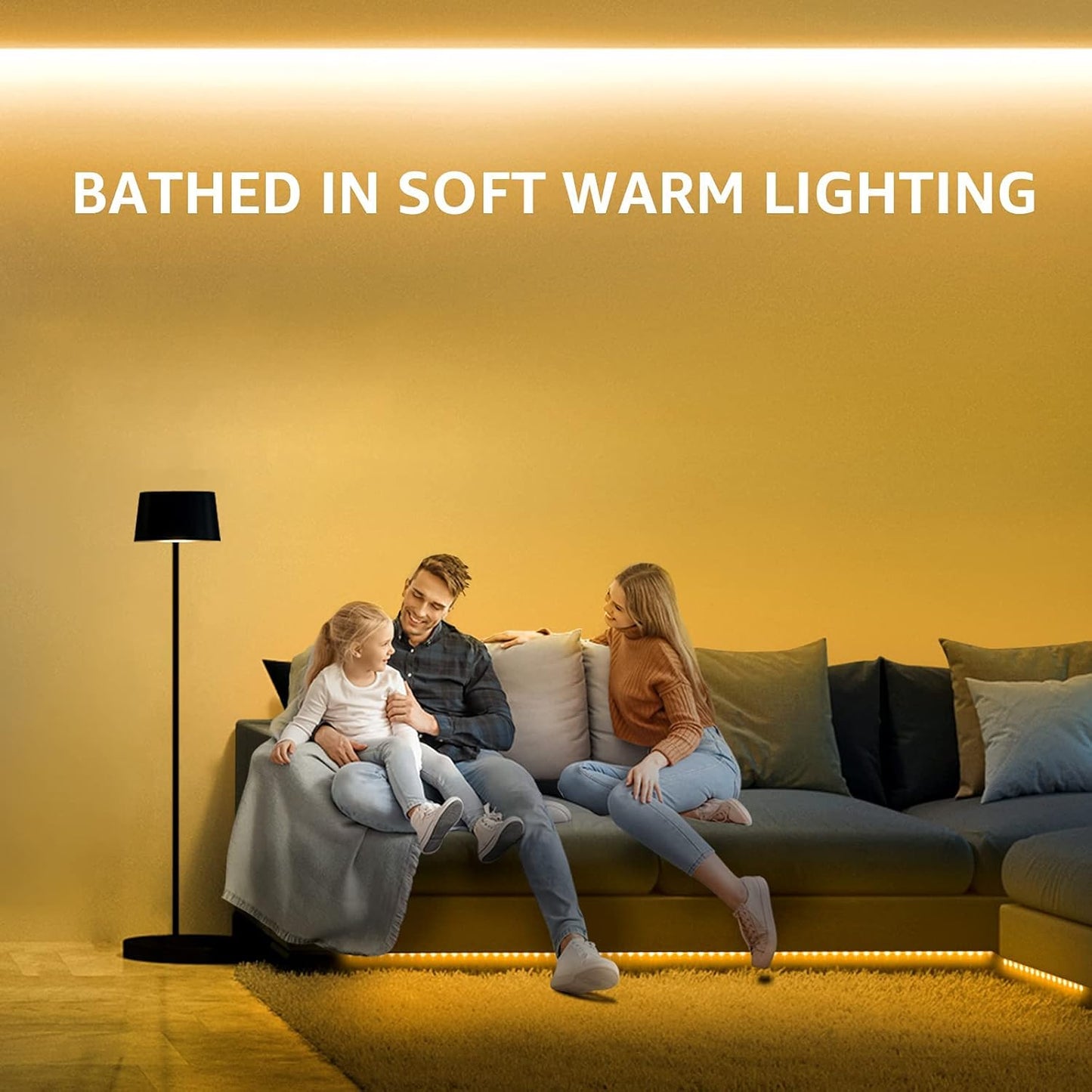 Lepro LED Strip 5M, Warmweiß 3000K Dimmbar, 300 LEDs, 12V Selbstklebend, IP20 Band, Flexible DIY Leiste, Lichtband Kette Mit Netzteil für Innen Küche Dekoration