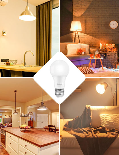 Lepro E27 LED Warmweiss Dimmbar Glühbirne, 8.5 Watt 806 Lumen Leuchtmittel, ersetzt 60W Halogenlampe, 2700K Warmweiß, A60 LED Birne Lampe, 180°Abstrahlwinkel, Energiesparlampe, 6 Stück