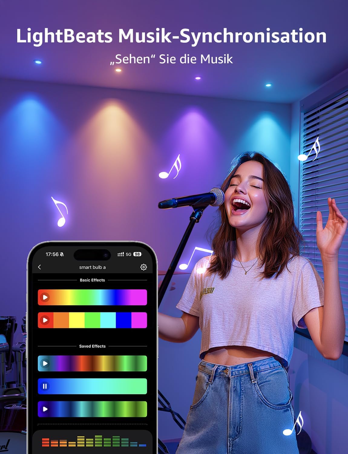 Lepro BG1 Smarte AI GU10 LED Lampe - RGBCW Farbwechsel & Dimmbar, Musik-Sync, Sprachsteuerung WLAN Alexa Glühbirne, Kompatibel mit Alexa & Google Assistant
