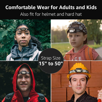 LE Stirnlampe, 1300 Lux LED XPG Kopflampe mit 6 Lichtmodi Scheinwerfer und Rotlicht, IPX4 spritzwassergeschütztes Gehäuse, Batteriebetrieben Stirnlampen C500, Ideal für Camping Joggen, 2 Stück