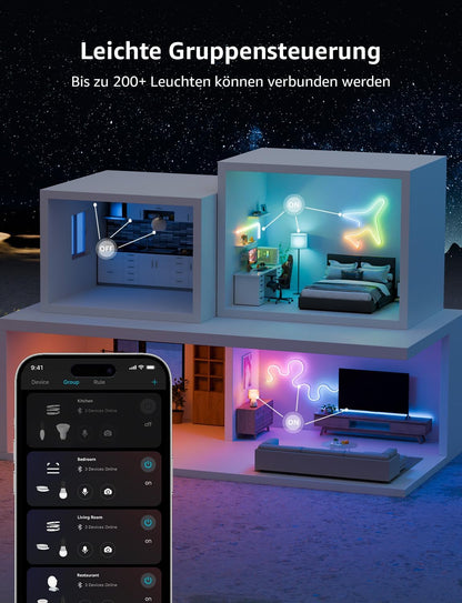 Lepro Neon AI LED Strip 10m, RGB LED Streifen mit App-, Musik- und Sprachsteuerung, kompatibel mit Alexa & Google Assistant, für Wohnzimmer, Gaming, Party,Wanddeko, Personalisierter KI-Lichtdesigner