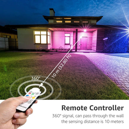 Lepro 15W LED Strahler RGB mit RF-Fernbedienung, 2er Wasserdicht LED Fluter mit Memory-Funktion, Dimmbar Farbwechsel Außenstrahler, IP65 Farbig Außenlampe, Bunt Flutlicht für Garten, Party Deko