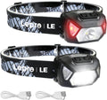 Lepro Stirnlampe LED Wiederaufladbar, 2000 Lux Superhell Kopflampe Stirnlampe mit Rotlicht und 6 Lichtmodi, IPX4 Wasserdicht Stirnleuchte, Ideal für Camping&Joggen, Schwarz, 2 Stück[inkl. USB Kabel]