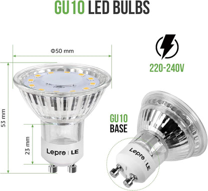Lepro GU10 LED Lampe, 3W 250 Lumen LED Leuchtmittel, 2700 Kelvin Warmweiß ersetzt 35W Halogenlampen, 100 Grad Abstrahlwinkel, 10er Pack