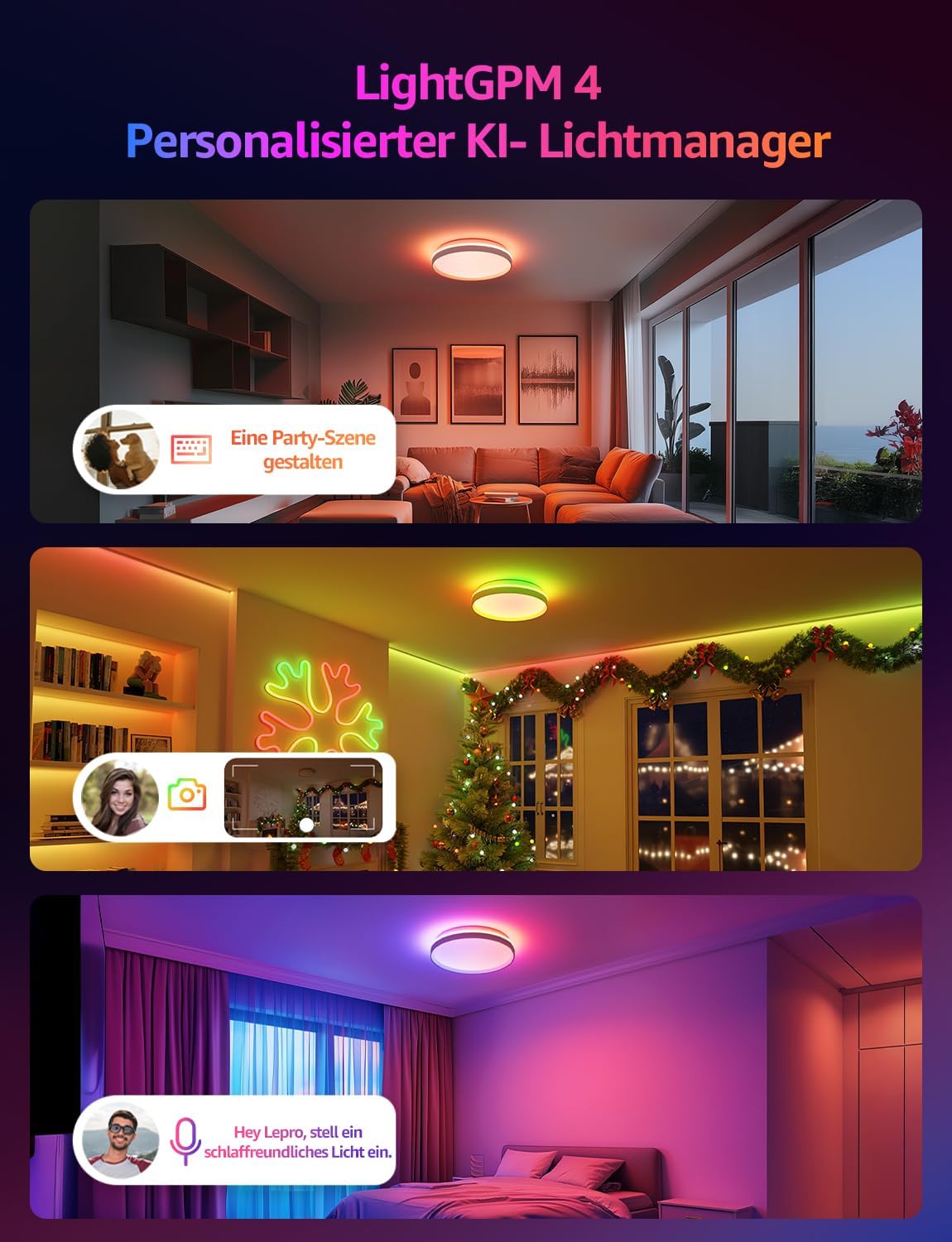 Lepro 24W LED Deckenlampe, LED Deckenleuchte IP54 Wasserfest, 4000K 2200LM Badezimmer Lampe, Rund Badlampe Decke, ideal für Bad Schlafzimmer Flur Küche Wohnzimmer, Neutralweiß, Ø26.5cm