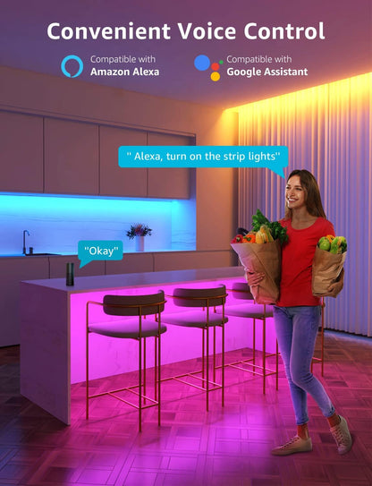 Lepro Smart LED Strip 5M, RGB Dimmbar 150 LEDs, LED Streifen Wifi, Wlan LED Band, Superhell Selbstklebend Lichtband, Lichterkette mit Fernbedienung,[nur 2.4GHz] Kompatibel mit Alexa, Google Home