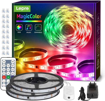 Lepro LED MagicColor Strip 20M(2x10M), 600 LEDs Streifen Lichterkette, Musik Band mit Fernbedienung, Lichtband Wasserdicht IP65 für Weihnachten