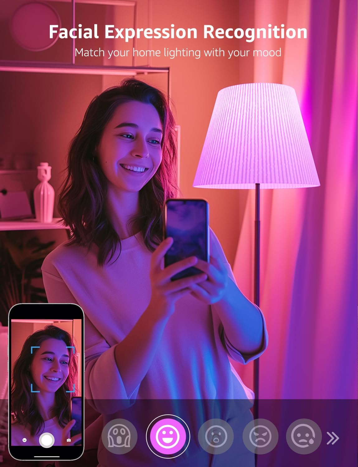 Lepro AI Smart Glühbirne BC1, E14 Smart LED Lampe 4.9W 470LM Dimmbar, Großes Sprachmodell LLM, Farbwechsel mit Musik Sync/Eingebautes Spracherkennung, Bluetooth Sofortige Kopplung, 2 Stück