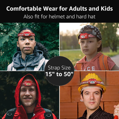 Lepro Stirnlampe, 1300 Lux LED XPG Kopflampe mit 6 Lichtmodi Scheinwerfer und Rotlicht, IPX4 spritzwassergeschütztes Gehäuse, Batteriebetrieben Stirnlampen, Ideal für Camping Joggen, Rot, 2 Stück