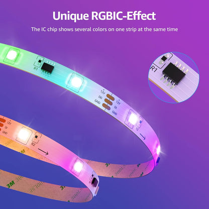 Lepro LED MagicColor Strip15M(2x7.5M), 450 LEDs Streifen Lichterkette, Musik Band mit Fernbedienung, Lichtband Wasserdicht IP65, Dimmbar Lichtleiste für Party, Weihnachten