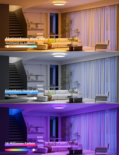 Lepro 24W LED Deckenlampe, LED Deckenleuchte IP54 Wasserfest, 4000K 2200LM Badezimmer Lampe, Rund Badlampe Decke, ideal für Bad Schlafzimmer Flur Küche Wohnzimmer, Neutralweiß, Ø26.5cm