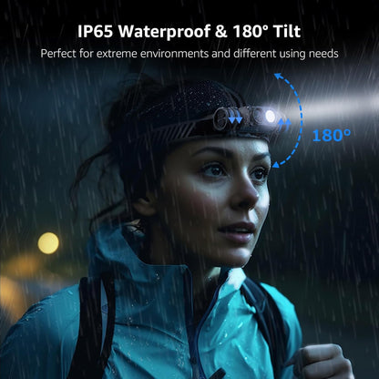 Lepro Kopflampe Stirnlampe Aufladbar, IP65 Superhell 1000 Lumen Abnehmbarer Led Stirnlampe, Kopfleuchte mit Rotlicht, 6 Beleuchtungsmodi für Camping, Sport, Angeln, Handwerk [inkl. USB C-Kabel]
