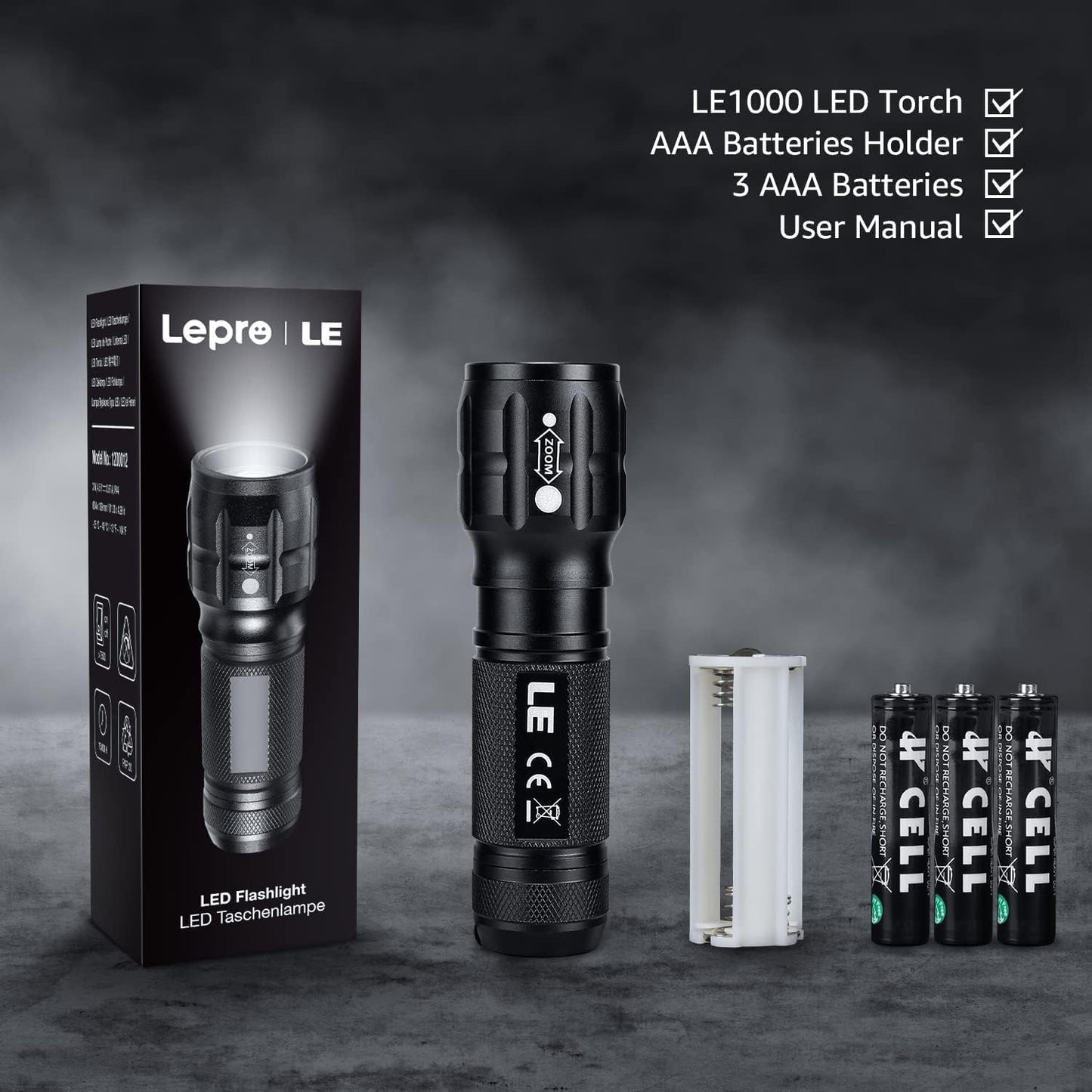 LE LED Taschenlampe Klein, LE1000 Extrem Hell Zoombare Mini Taschenlampen Batteriebetrieben für Kinder, Tragbare Flashlight, Wasserdichte Torch, Handlampe für Camping, Outdoor, Wandern, Notfälle