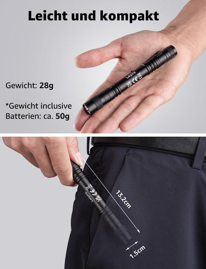 Lepro UV Taschenlampe, 365nm UV Lampe mit Clip, Batteriebetrieben Schwarzlicht Taschenlampe, Vielseitig & Tragbar Bernstein Lampe für Lecksuche, Haustierurin und Falschgeld-Erkennung