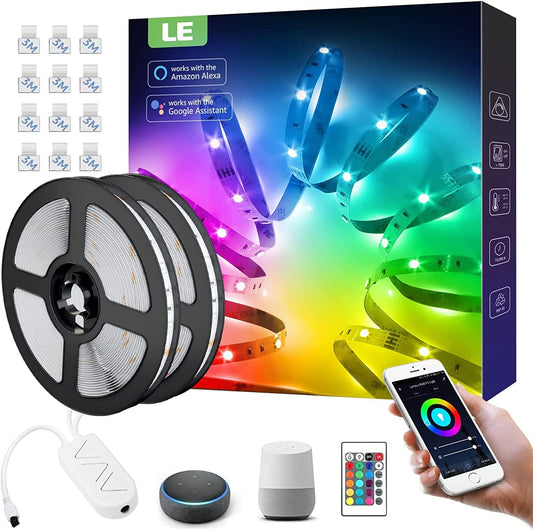 LE Smart LED Strip 10M, 2x5M, Kompatibel mit Alexa, App, Google Home, RGB 300 LEDs, LED Streifen Wifi, Wlan LED Band, Selbstklebend Lichtband, nur 2.4GHz Lichterkette mit Fernbedienung, IP20